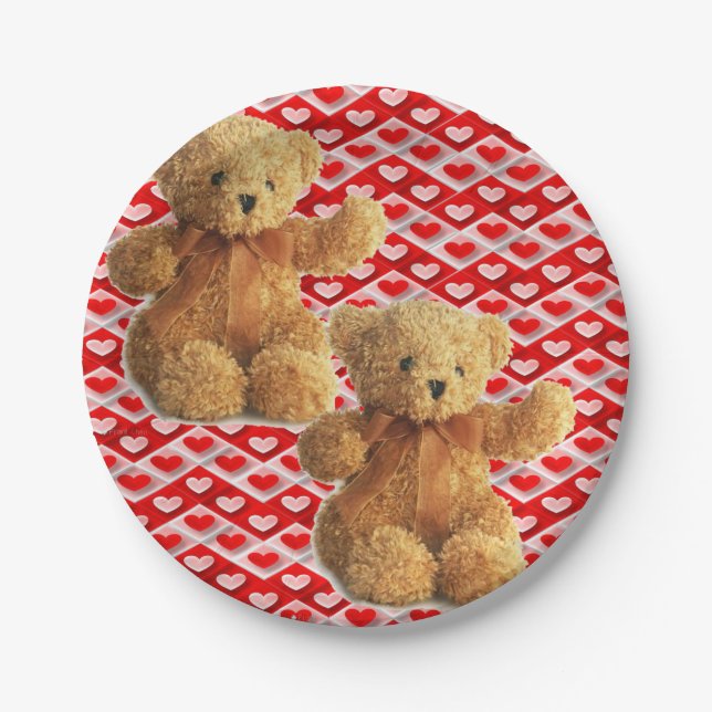 Valentinstag, Teddybär, Teller (Vorderseite)
