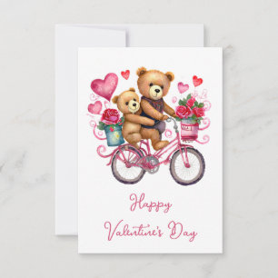 Valentinstag-Teddybären auf Fahrrad Karte