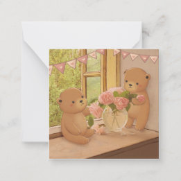 Valentinstag: Teddybären & Blumen Mitteilungskarte
