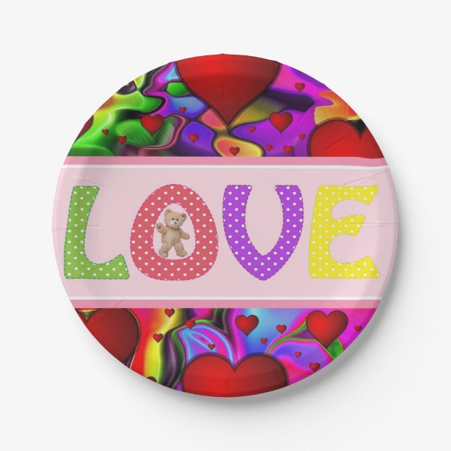 Valentinstag, Teller, Liebe Pappteller (Vorderseite)