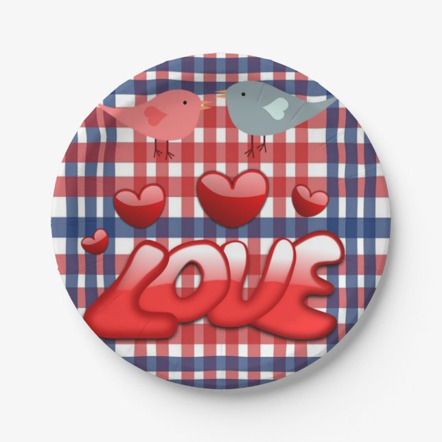 Valentinstag, Teller, Liebe Pappteller (Vorderseite)