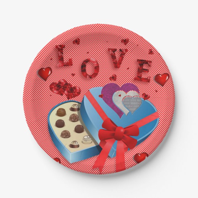 Valentinstag, Teller, Liebe Pappteller (Vorderseite)