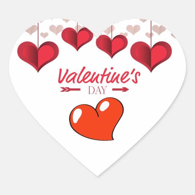Valentinstag Text mit Herz Herz-Aufkleber (Vorderseite)