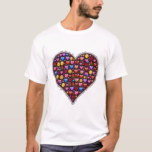 Valentinstag Thema Herzdesign T-Shirt (Vorderseite)