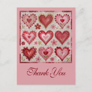 Valentinstag Thema Quiltmuster Patchwork Postkarte