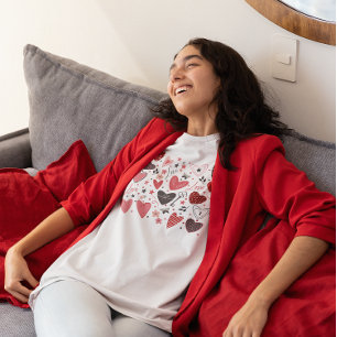 Valentinstag Thema Rote Herzen Tri-Blend Shirt