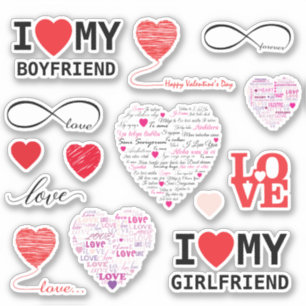 Valentinstag Themed Custom Cut Sticker Set