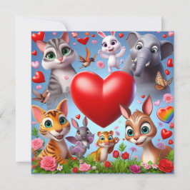 Valentinstag Tiere mit Herz Feiertagskarte