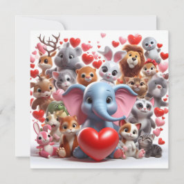 Valentinstag Tiere mit Herz Feiertagskarte