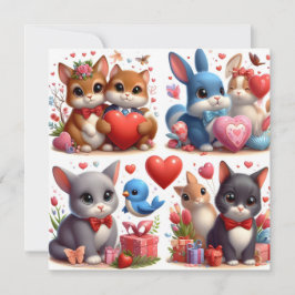 Valentinstag Tiere mit Herz Feiertagskarte