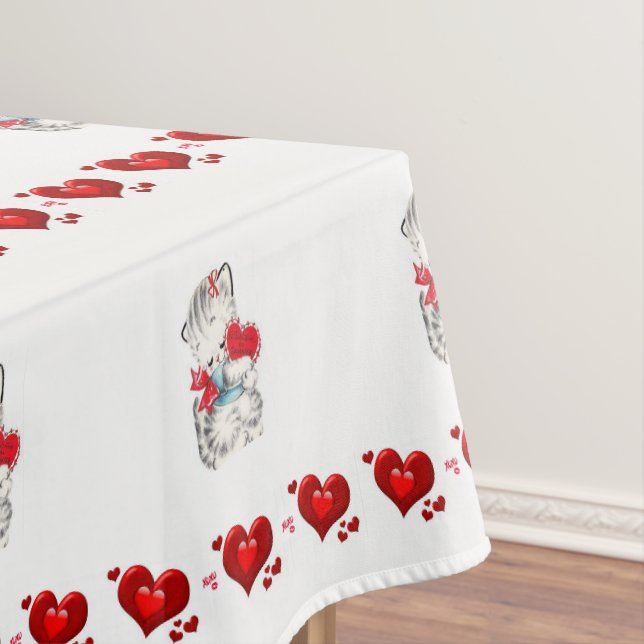 Valentinstag-Tischdecke Kätzchen Tischdecke (Beispiel)