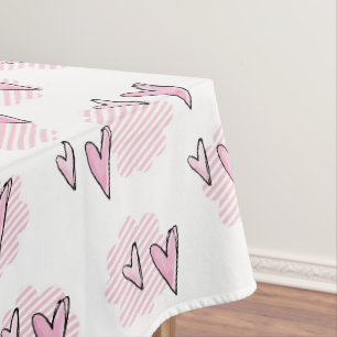 Valentinstag-Tischdecke Rosa Herzen Streifen Tischdecke