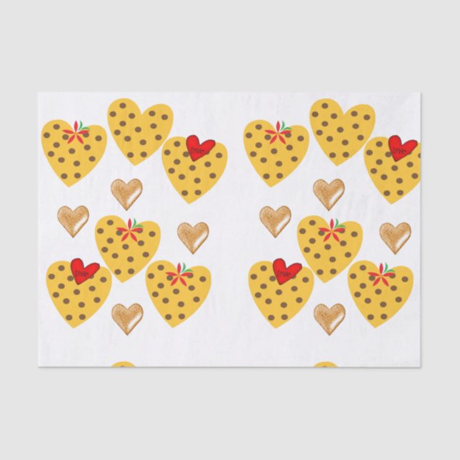 Valentinstag Tissue Gold Hearts Seidenpapier (Vorderseite)