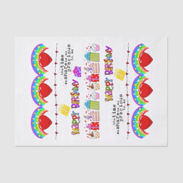 Valentinstag Tissue Happy Birthday Seidenpapier (Vorderseite)