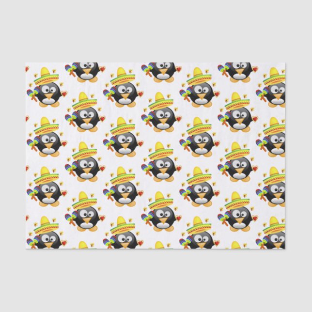 Valentinstag Tissue Pinguin Hearts Seidenpapier (Vorderseite)