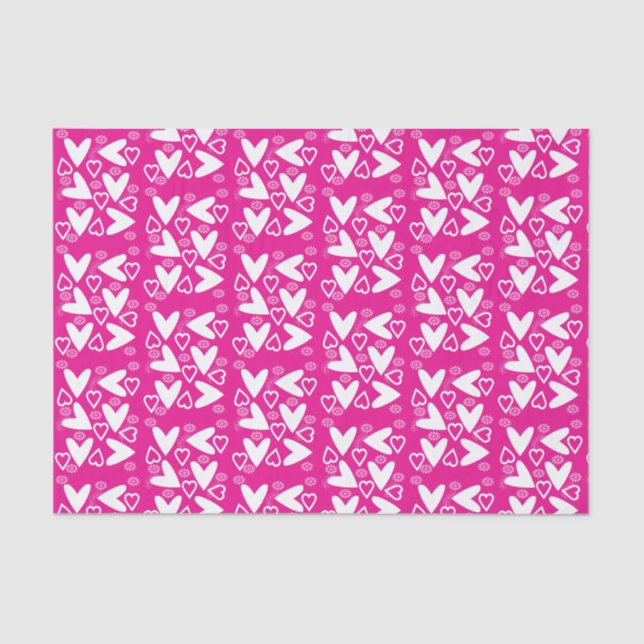 Valentinstag Tissue White Hearts Seidenpapier (Vorderseite)