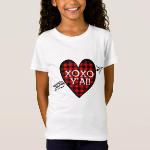 Valentinstag TRed Buffalo Karierte Liebe Herzstück T-Shirt