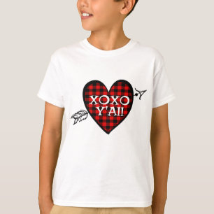 Valentinstag TRed Buffalo Karierte Liebe Herzstück T-Shirt