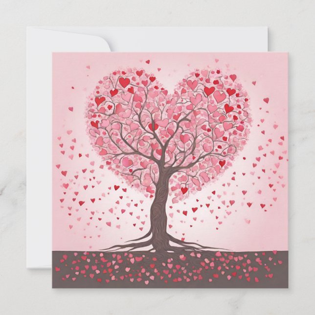 Valentinstag Tree Hearts Feiertagskarte (Vorderseite)