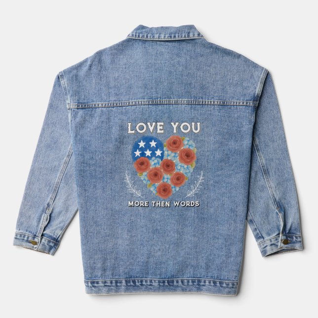 Valentinstag-Tri-Blend-Shirt Jeansjacke (Rückseite)