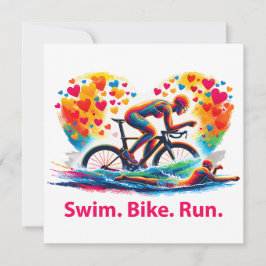 Valentinstag Triathlon Pillow, Schwim Bike Run Feiertagskarte