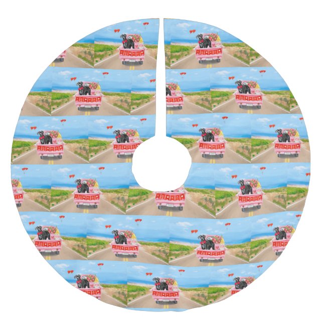 Valentinstag-Truck Polyester Weihnachtsbaumdecke (Vorderseite)