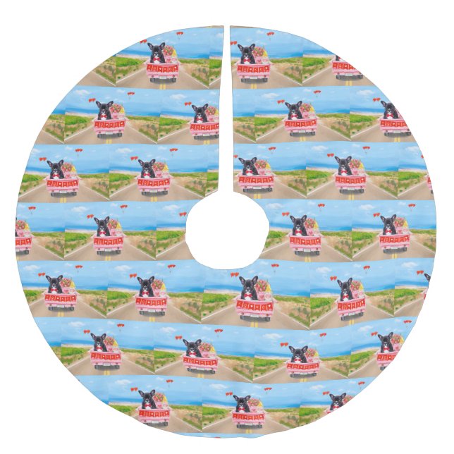 Valentinstag-Truck Polyester Weihnachtsbaumdecke (Vorderseite)