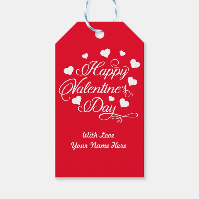 Valentinstag Typografie Geschenkanhänger (Vorderseite)
