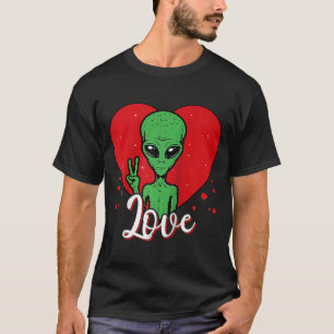 Valentinstag UFO Alien Enthusiast Niedliche Alien T-Shirt