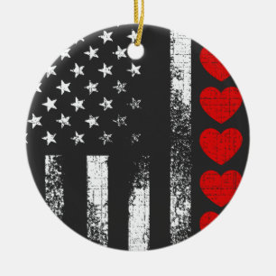 Valentinstag US American Flag Herzlich Patriotic Keramik Ornament