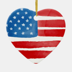 Valentinstag US American Flag Herzlich Patriotic Keramik Ornament