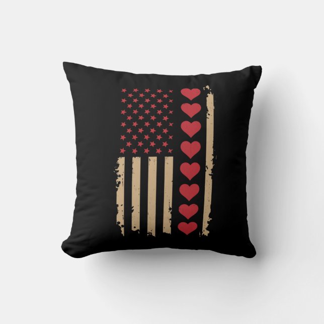 Valentinstag US Flag Hört Kissen (Vorderseite)