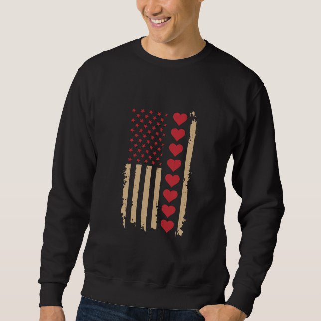 Valentinstag US Flag Hört Sweatshirt (Vorderseite)