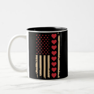 Valentinstag US Flag Hört Zweifarbige Tasse