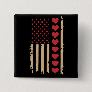 Valentinstag US Flagge Herzen  Button