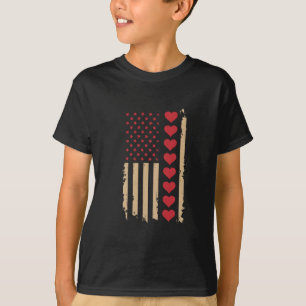 Valentinstag US Flagge Herzen  T-Shirt