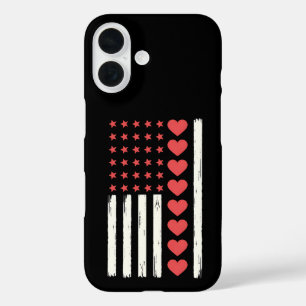Valentinstag US Flagge Herzen USA Vintage iPhone 16 Hülle