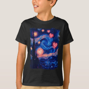 Valentinstag Van Gogh Sternennacht Herz Passendes  T-Shirt
