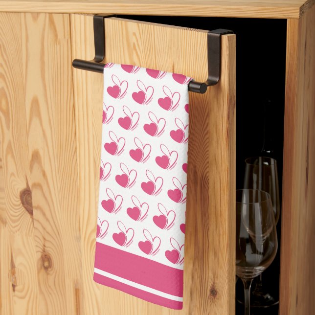 Valentinstag Verzerrte getilgte Herzen Geschirrtuch (Drittel gefaltet)