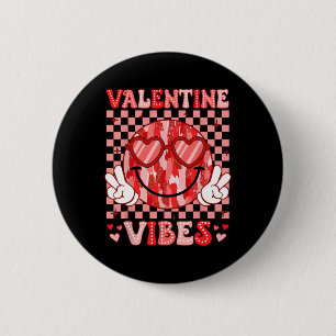 Valentinstag Vibes Lächeln Gesicht Herz Valentinst Button