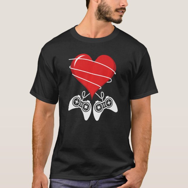 Valentinstag Video Game Controller Herzgamer T-Shirt (Vorderseite)