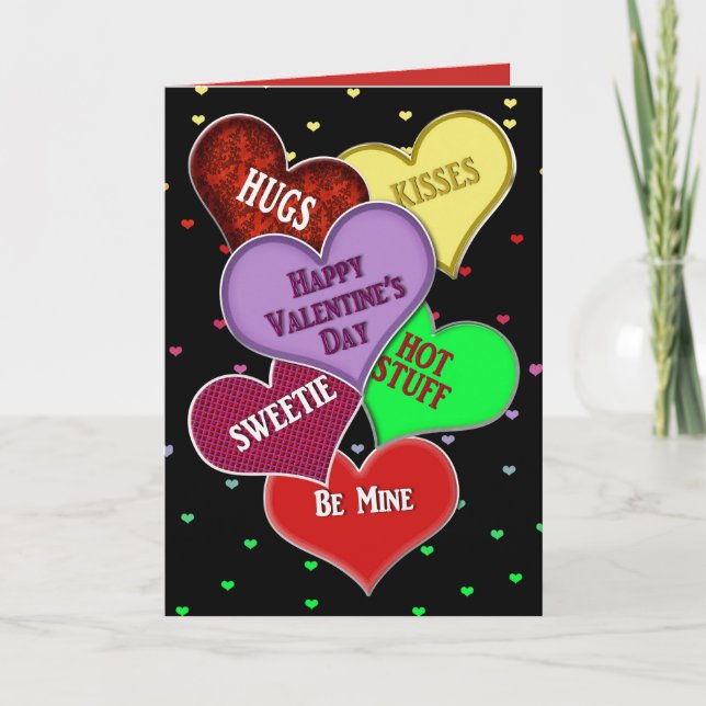 Valentinstag, viel Herz mit Botschaften Feiertagskarte (Vorderseite)