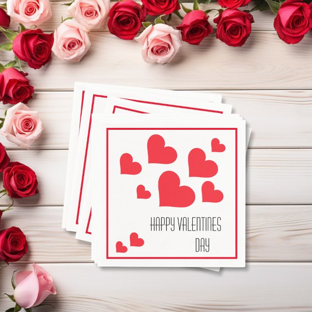 Valentinstag viele Niedliche rote Herzen und Liebe Serviette (Happy Valentines Day Party Napkins.)