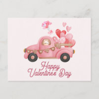 Valentinstag Vintag rosa LKW und Ballons