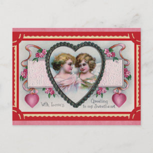 Valentinstag Vintag Viktorianisch Angel Grüße Postkarte