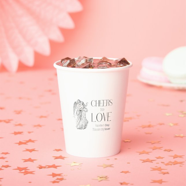 Valentinstag – Vintage Cherubs & Liebesbotschaft Pappbecher (Insitu)