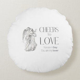 Valentinstag – Vintage Cherubs und Liebesbotschaft Rundes Kissen