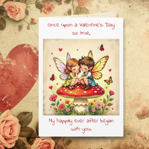 Valentinstag Vintage Cottage Core Feen-Gedicht Karte