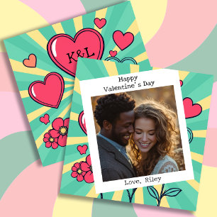 Valentinstag Vintage-Farben Retro-Foto Feiertagskarte