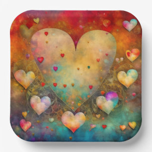 Valentinstag Vintage Herzen Personalisiert Pappteller